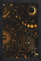 JUNIQE - Poster in houten lijst Astrology Wheel gouden -20x30 /Goud &