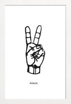 JUNIQE - Poster in houten lijst Peace -30x45 /Wit & Zwart