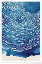 JUNIQE - Poster Fish Shoal -13x18 /Blauw & Wit