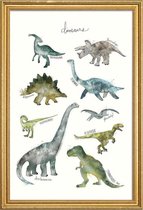 JUNIQE - Poster met houten lijst Dinosaurussen illustratie -30x45