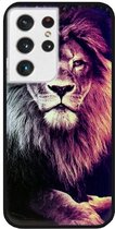 - ADEL Siliconen Back Cover Softcase Hoesje Geschikt voor Samsung Galaxy S21 Ultra - Leeuw