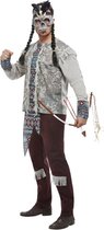 Smiffy's - Indiaan Kostuum - Native America Indiaan - Man - Bruin, Wit / Beige, Grijs - Large - Halloween - Verkleedkleding