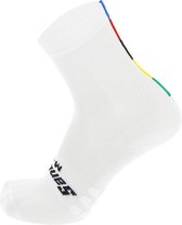 Santini Fietssokken zomer Wit Unisex - Official Uci Rainbow Socks White - M