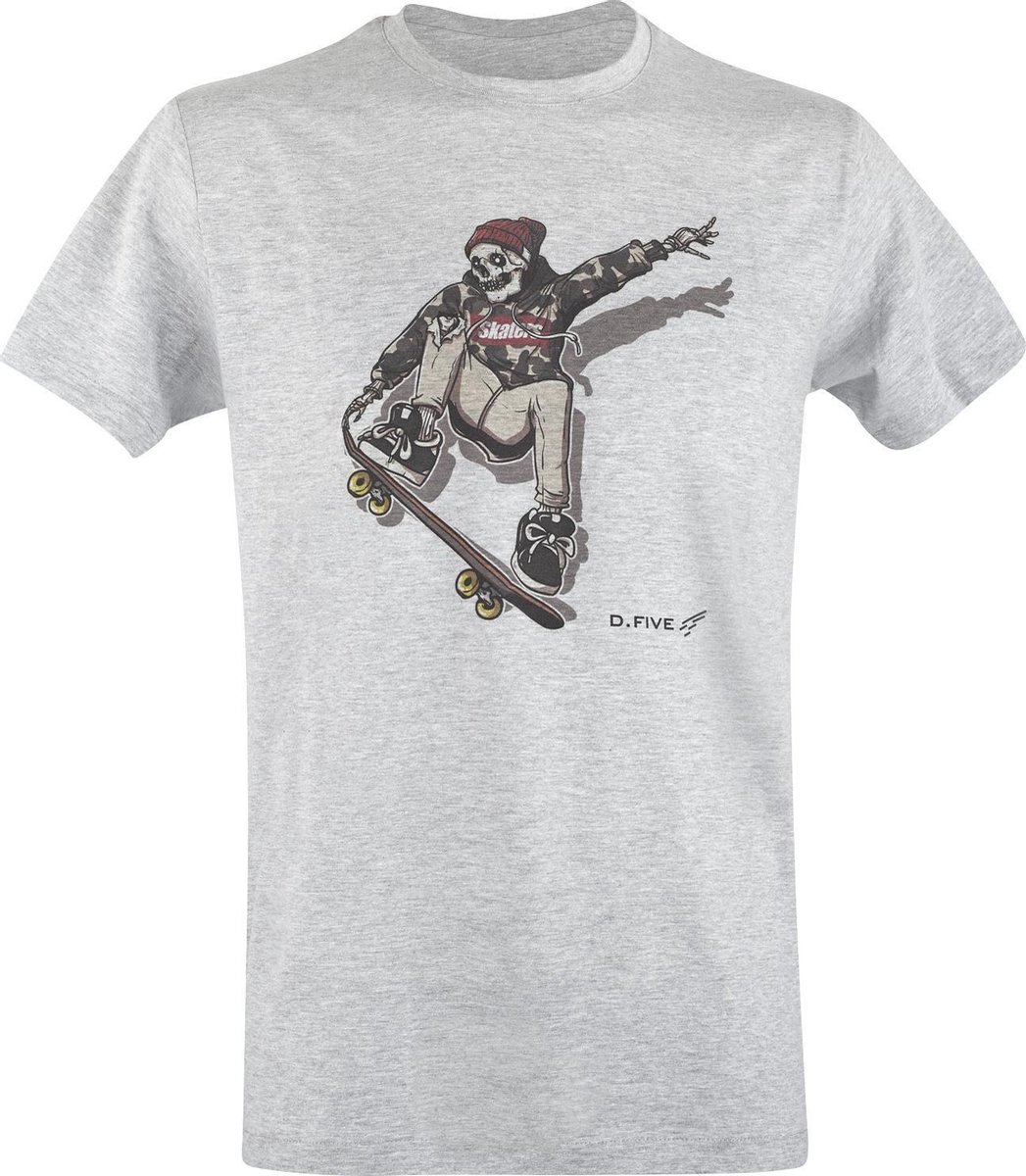D.five T-shirt Skull Skateboard Heren Katoen/viscose Grijs Mt M