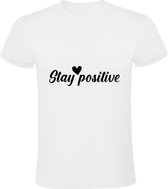 Stay Positive hartje Heren t-shirt | positief | vertrouwen | liefde | Wit