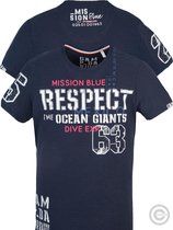 Camp David ® T-shirt gemaakt van vlam garen "Mission Blue" Navy