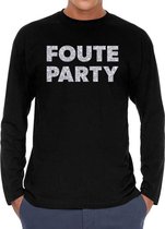 Foute party zilver glitter long sleeve t-shirt zwart voor heren S