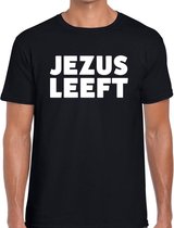 Jezus leeft tekst t-shirt zwart heren XL