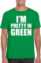 I am pretty in green tekst t-shirt groen heren S