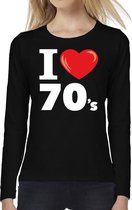 I love 70s / seventies long sleeve t-shirt zwart dames XS