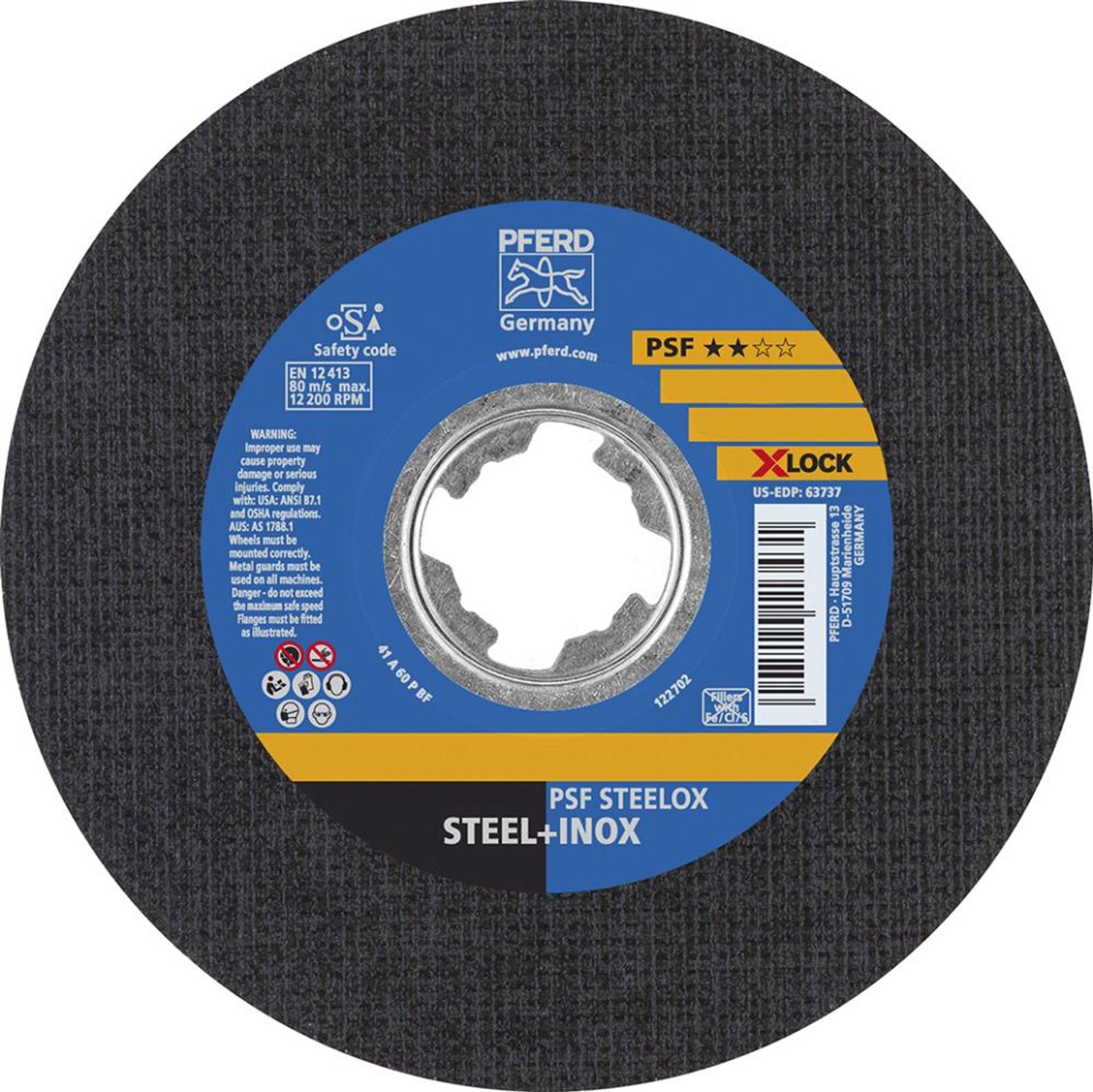 Doorslijpschijf PSF X-LOCK STEELOX 125x1,6mm Pferd