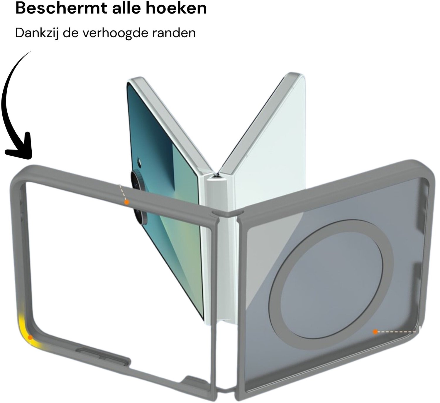 Casety Geschikt voor Samsung Galaxy Z Flip 8 slank backcover hoesje met magnetisch ondersteuning - Grijs