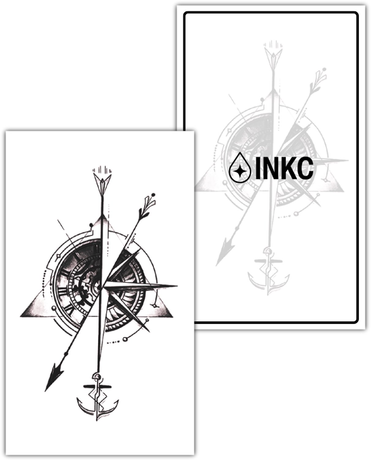 INKC - Tijdelijke Tattoo - Kompas - Nep Tattoo - Plak Tattoos - Blijft tot 2 weken - 7 x 12cm