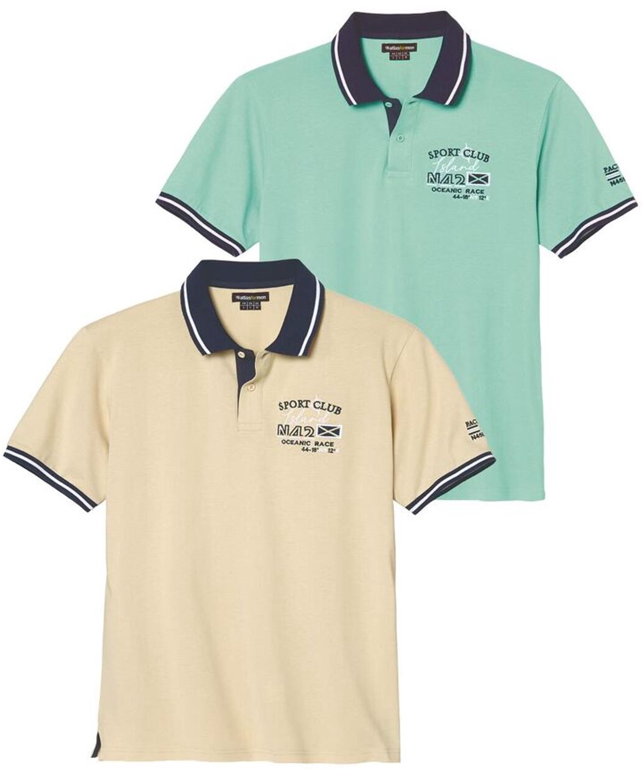 ATLAS FOR MEN - Set van 2 polo's Sport Club - Heren - Verkrijgbaar in grote maten - XL