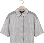 Alix The Label Ladies Knitted Foil Cropped Blouse Blouses Dames - Zilver - Maat M