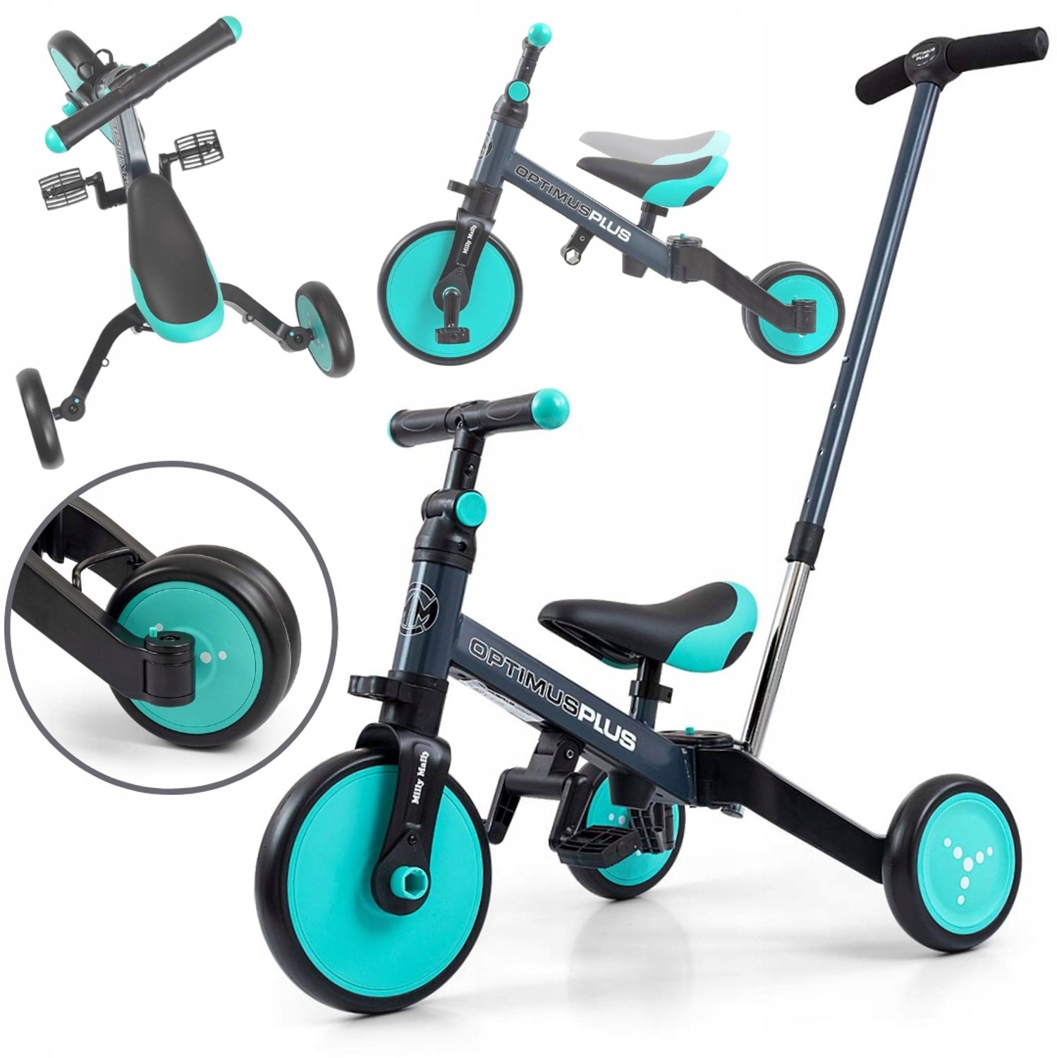 Milly Mally Optimus Plus 4-in-1 Loopfiets/Driewieler Blauw