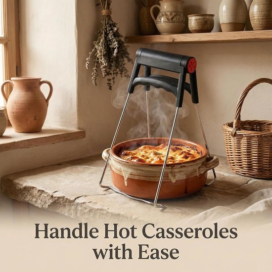 Vouwbare RVS Komhouder, Antislip Heftang voor Heet Gereedschap en Ovenpannen, Ideaal voor Airfryer en Bakplaten — afbeelding 4