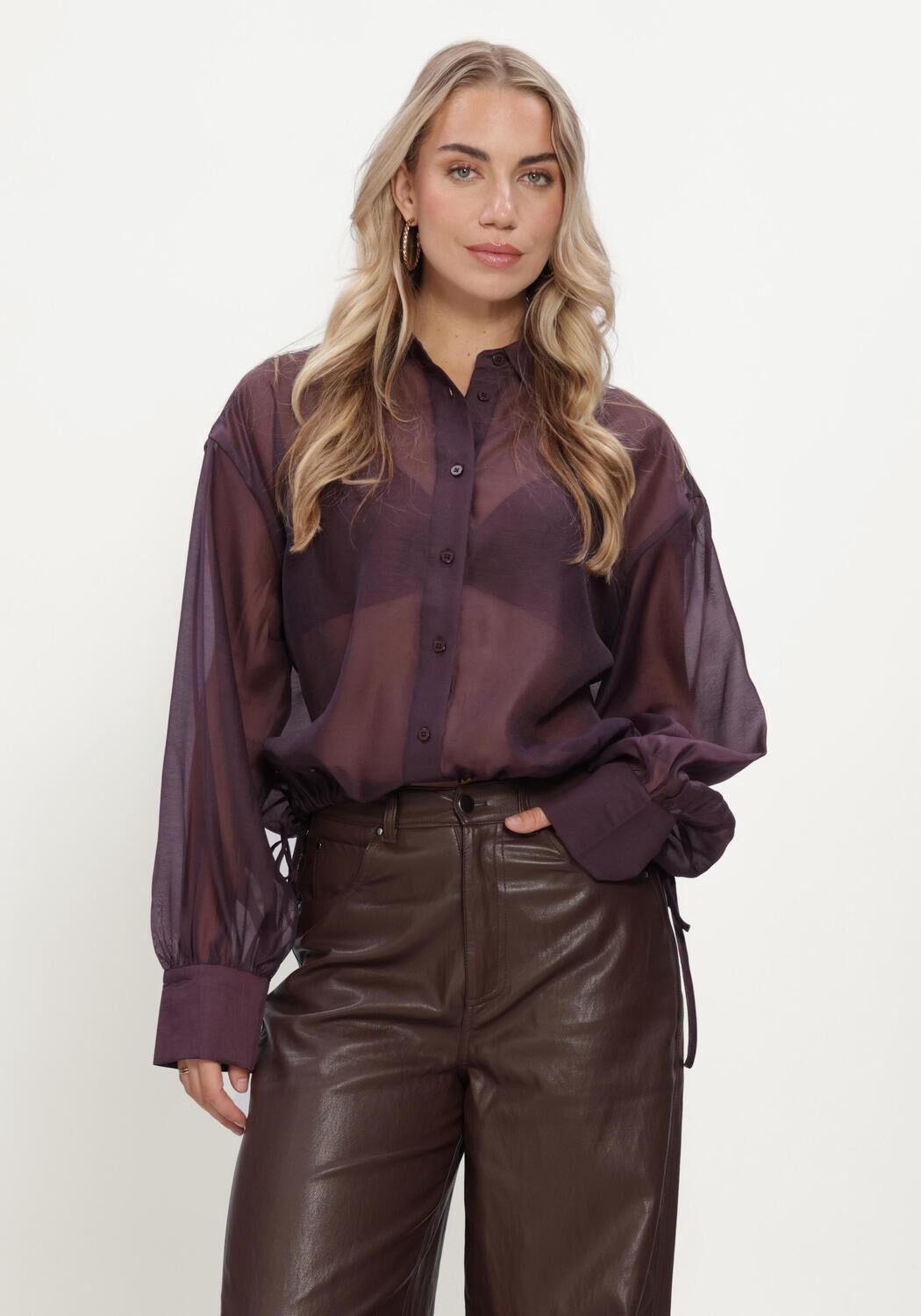 EDITED Ottilia Blouse Dames - Jurken - Plum - Maat 38