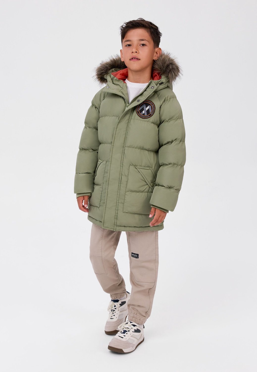 Minoti winterjas jongens – parka – afneembaar imitatiebont – olijfgroen
