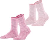Esprit Allover Stripe 2-Pack gedessineerd katoen multipack sokken dames roze - maat 35-38
