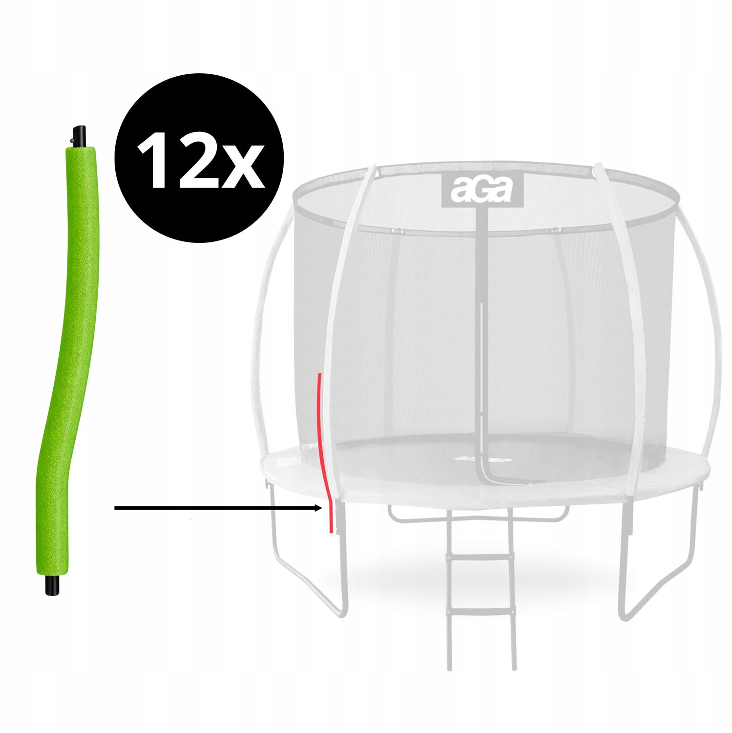 Universele Trampoline Paalhoezen - 12 Stuks - 70cm - Felgroen