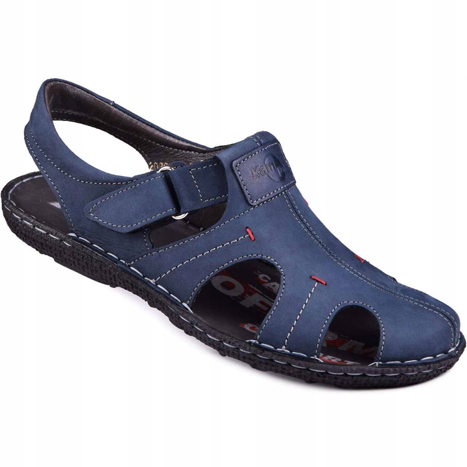 Kampol Heren Sandaals Nubuck Leer Blauw