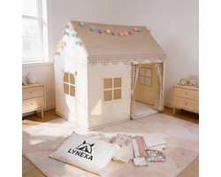 LYNEXA® - Speeltent - Kindertent - Speelhuis - Speeltent meisjes - Speeltent jongens - Speelhuisje binnen - Incl. Zachte Mat, Verlichting, Opbergtas – Beige