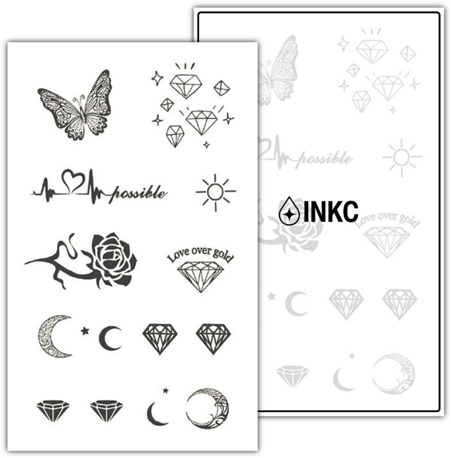 INKC - Tijdelijke Tattoo - Set - Nep Tattoo - Plak Tattoos - Blijft tot 2 weken - 11 x 18cm