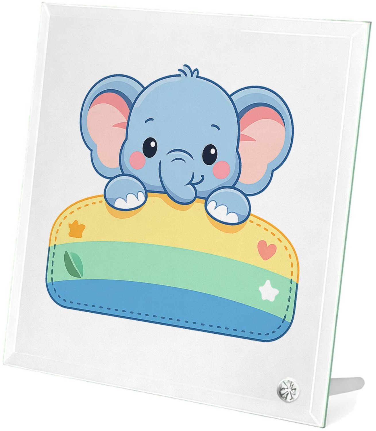 Mr Cadeautjes Glasframe 20 x 20 - design Een vrolijke dier-mascotte die half uit een naamplaatje stee | cadeau Wit