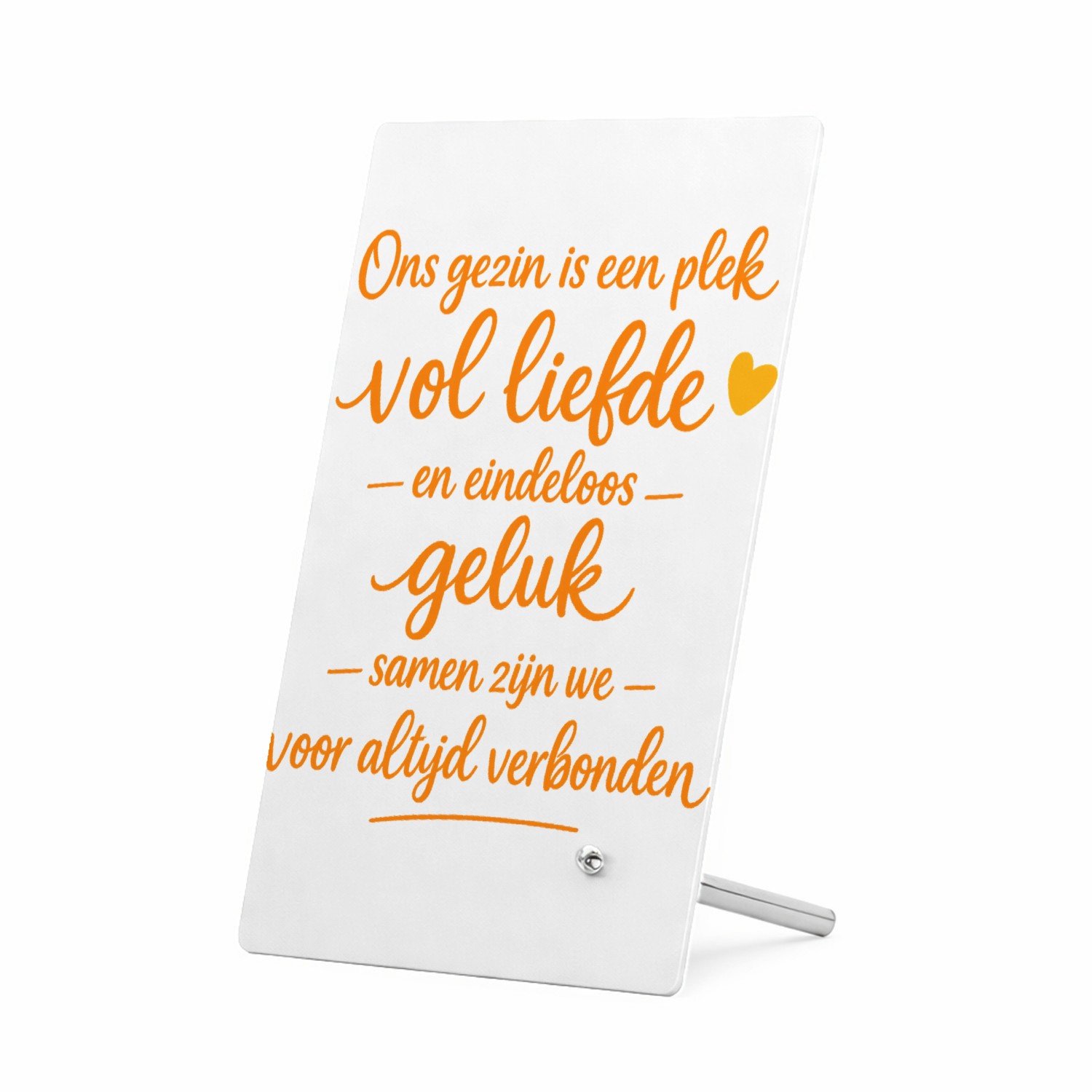 Mr Cadeautjes Glasframe 11 x 16 - design Een warme familie-quote in handgeschreven stijl met een klei | cadeau Wit