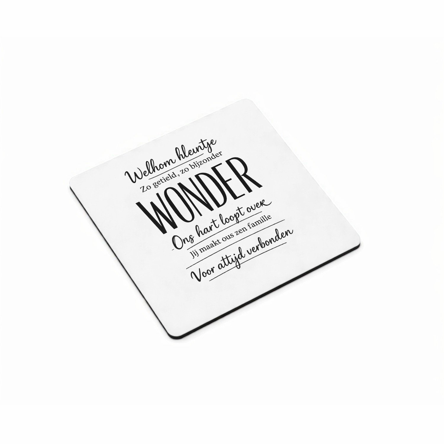 Mr Cadeautjes MDF magnetische fotolijst vierkant 9,5 - design Een warme familieboodschap met één krachtwoord als visuele b | cadeau Wit