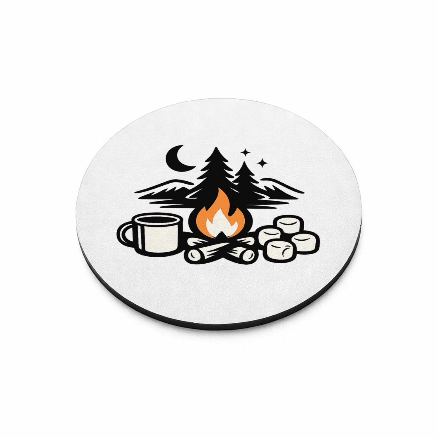 Mr Cadeautjes MDF magnetische fotolijst rond Ø 9,5 - design Gezellige herfst-camping quote met warme sfeer en een speels | cadeau Wit