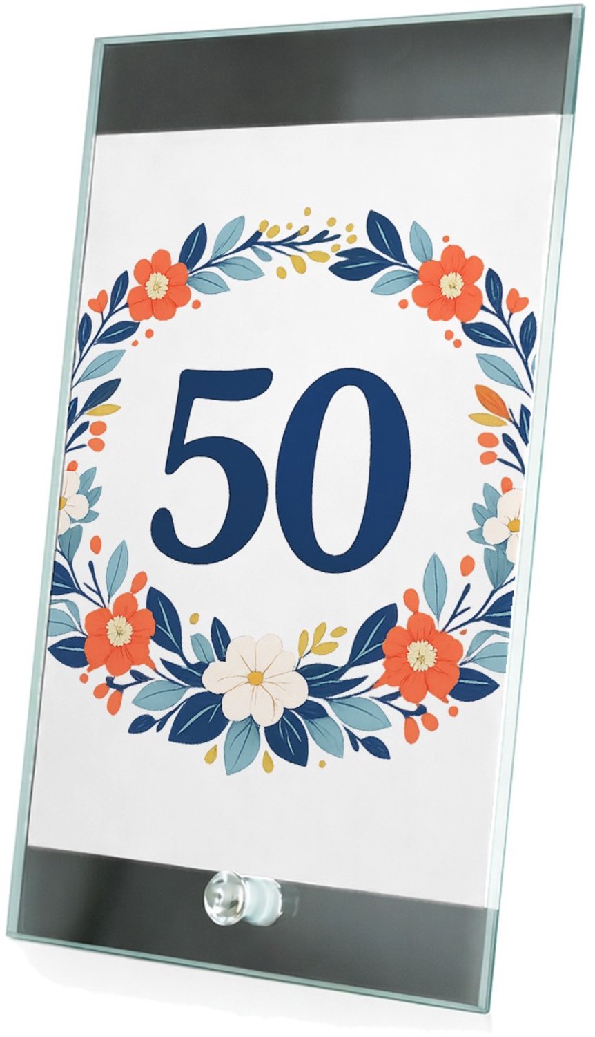 Mr Cadeautjes Glasframe 15 x 23 - design Mijlpaalverjaardag met een speelse plantenslinger en groot c | cadeau Wit
