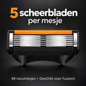 Fusion5 compatibel navulmesje met 5 mesjes, oranje strip, 48 stuks in totaal.