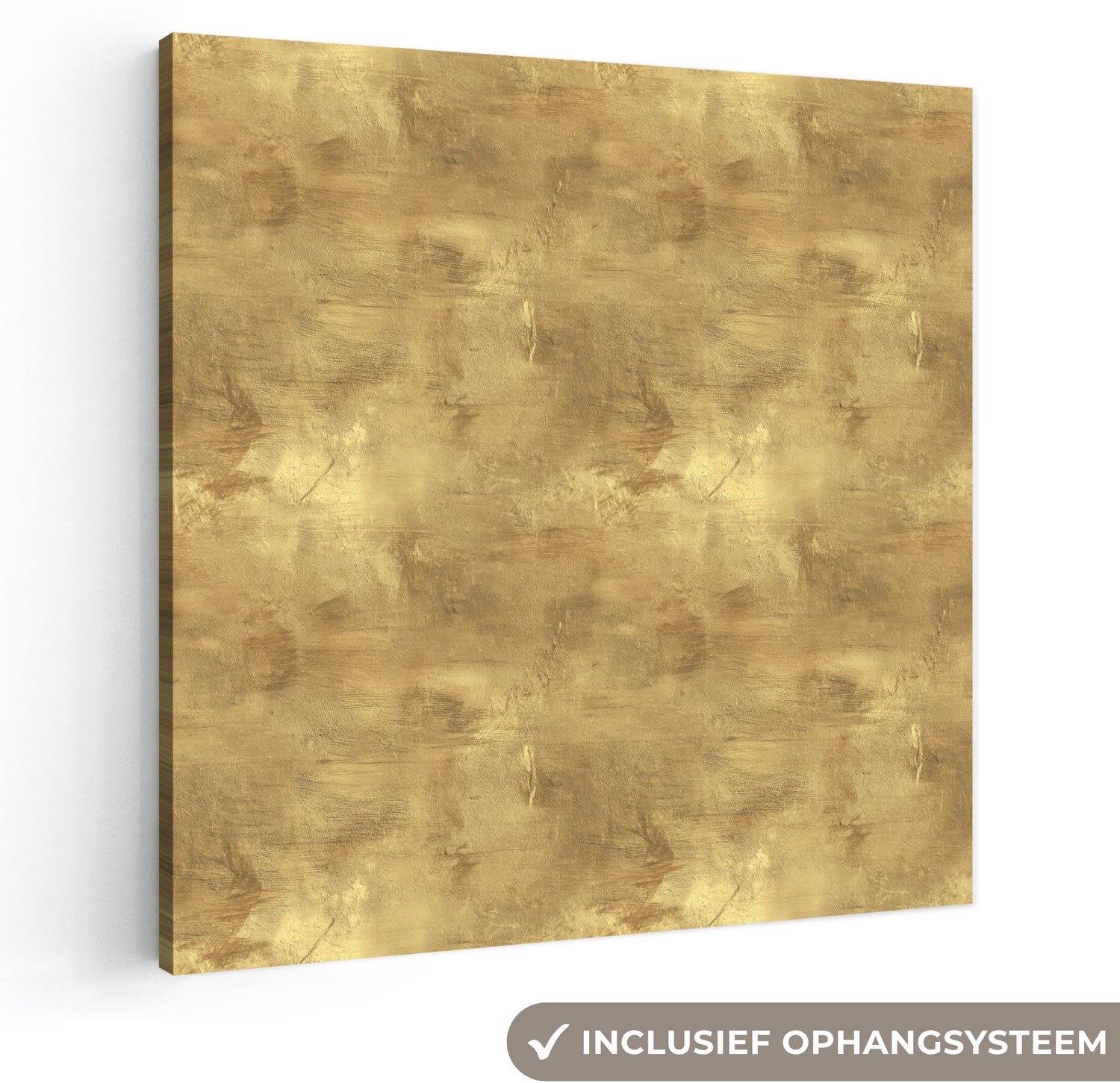 Canvas schilderij 90x90 cm - Exclusieve wanddecoratie Industrieel - Textuur - Goud - Muurdecoratie woonkamer - Slaapkamer decoratie - Kamer accessoires - Schilderijen op canvas