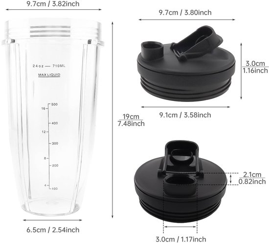 Blenderbekers - 2 stuks - 24 oz - Met deksels — afbeelding 3