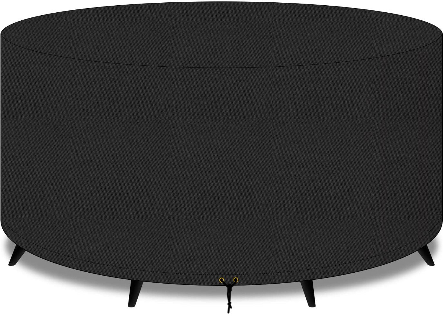 Famanu Grote ronde meubelhoes voor tuinmeubelen, 420D Oxford stof, waterdicht en winddicht, 163 x 70 cm, zwart, ideaal voor bescherming van tuintafels