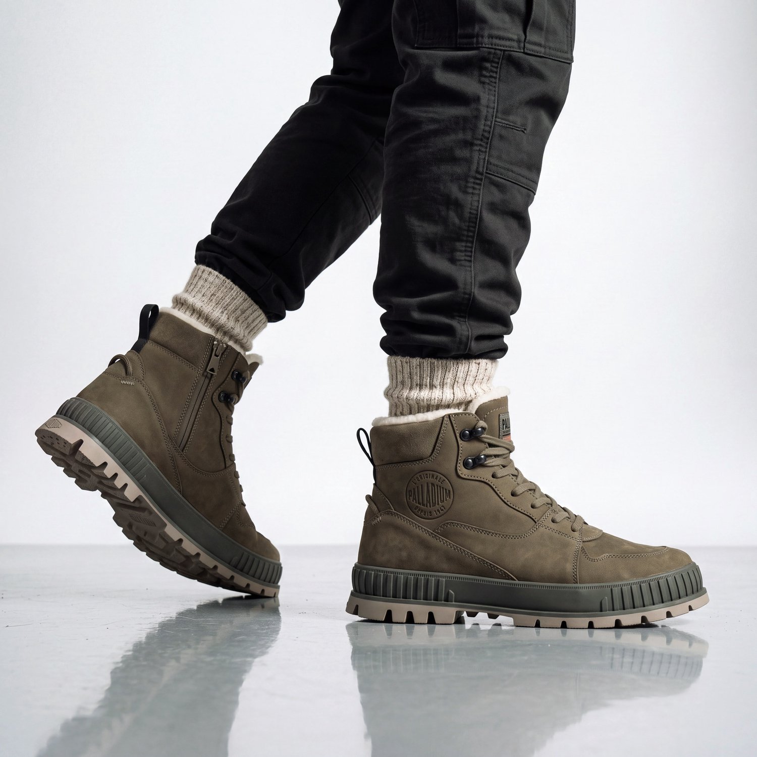 Palladium Pallashock Warm WP Heren Winter Laarzen Gevoerd 74351-282-M Groen
