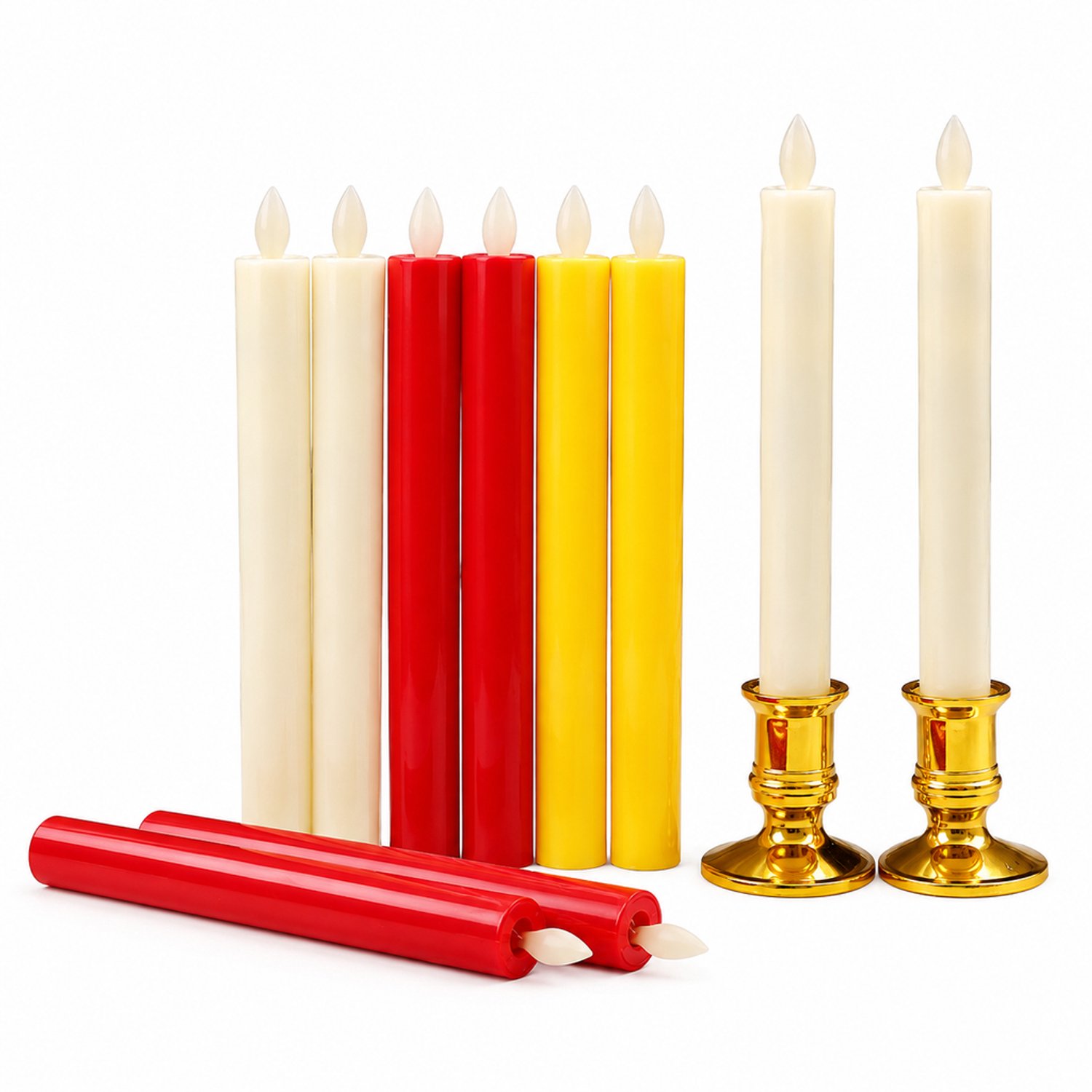 SWGOTA led kaarsen met bewegende vlam, set van 2, geel, lange cilindervormige kunststof behuizing, luxe verpakking