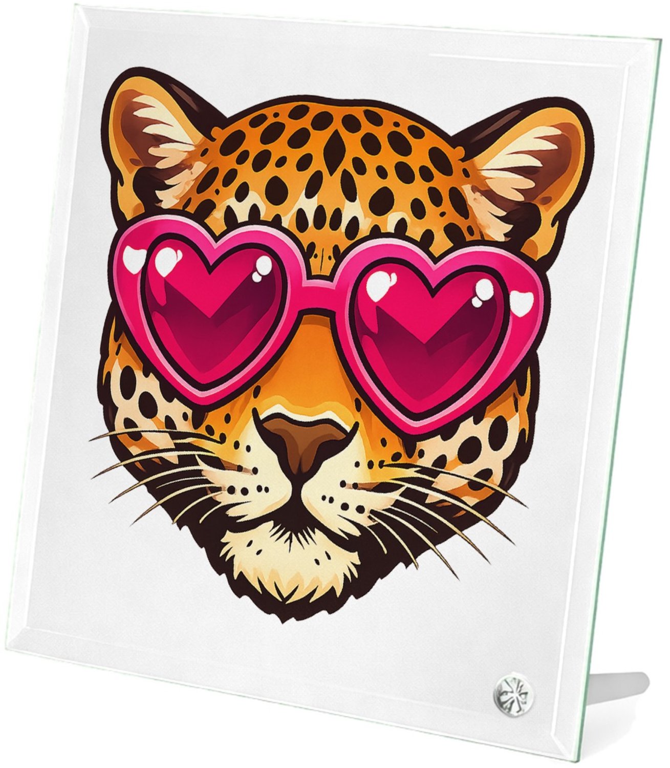 Mr Cadeautjes Glasframe 20 x 20 - design Een opvallend dierenportret met een onverwachte mode-accesso | cadeau Wit