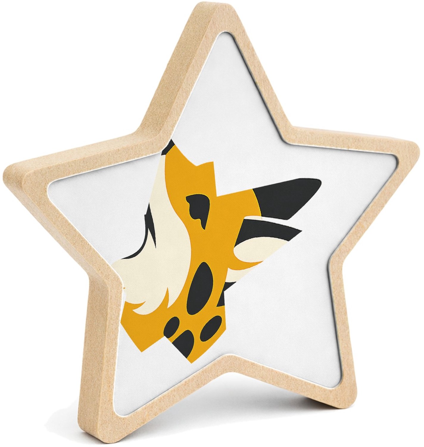 Mr Cadeautjes MDF fotolijst ster 14 x 13,5 - design Een set van vier decoratieve panelen met een gestileerde vos | cadeau Wit