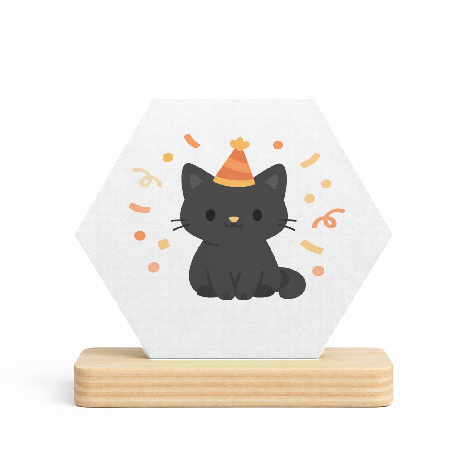 Mr Cadeautjes MDF fotolijst/inleg hexagon 14 x 13 - design Een rustige felicitatiekaart met een konijn op een zachte ac | cadeau Wit