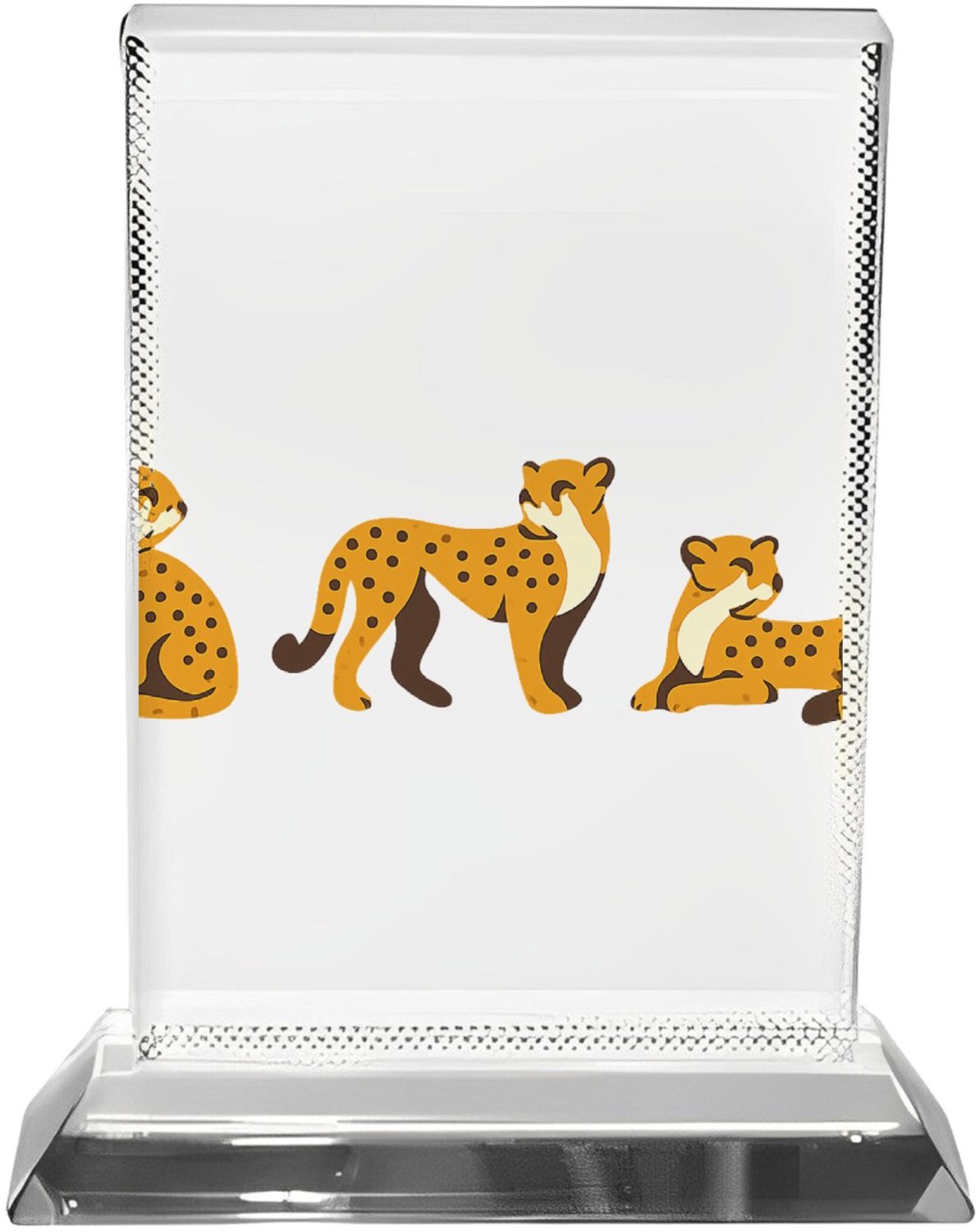 Mr Cadeautjes Fotokristal 9 x 13 / 13 x 9 - design Een rustige reeks kleine dieren in verschillende poses met v | cadeau Wit