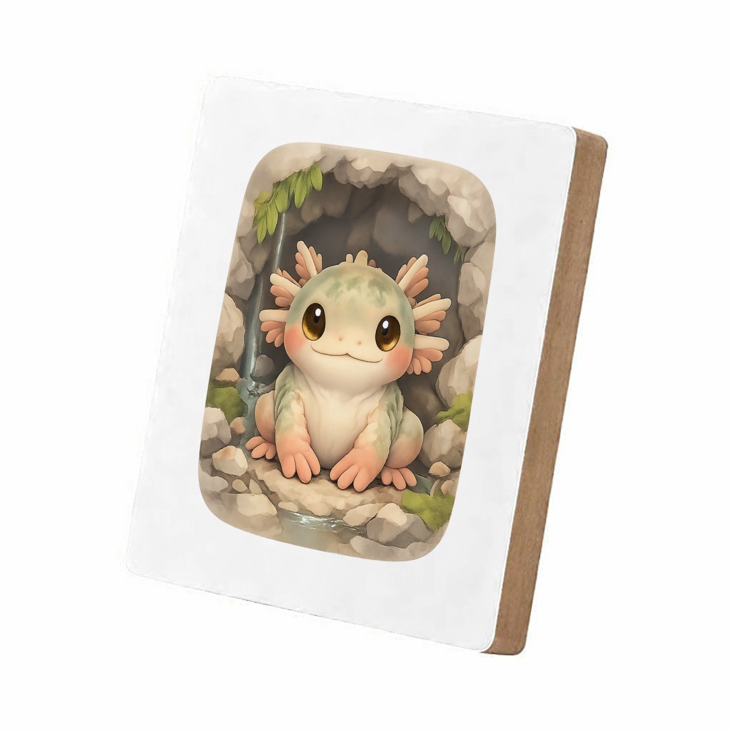 Mr Cadeautjes MDF staande fotolijst 15,2 x 15,2 - design Een compact, schattig portret van een mini-forest creature i | cadeau Wit