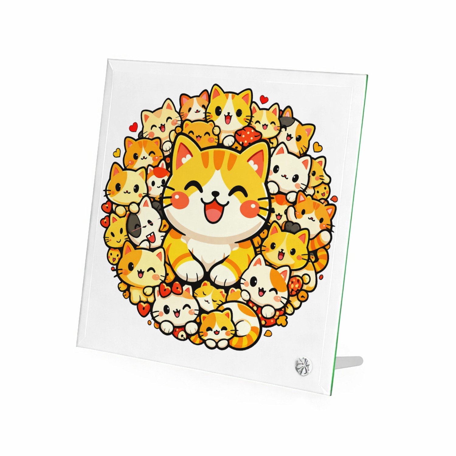 Mr Cadeautjes Glasframe 20 x 20 - design Een compacte cirkel van vrolijke dieren rond één grote hoofd | cadeau Wit