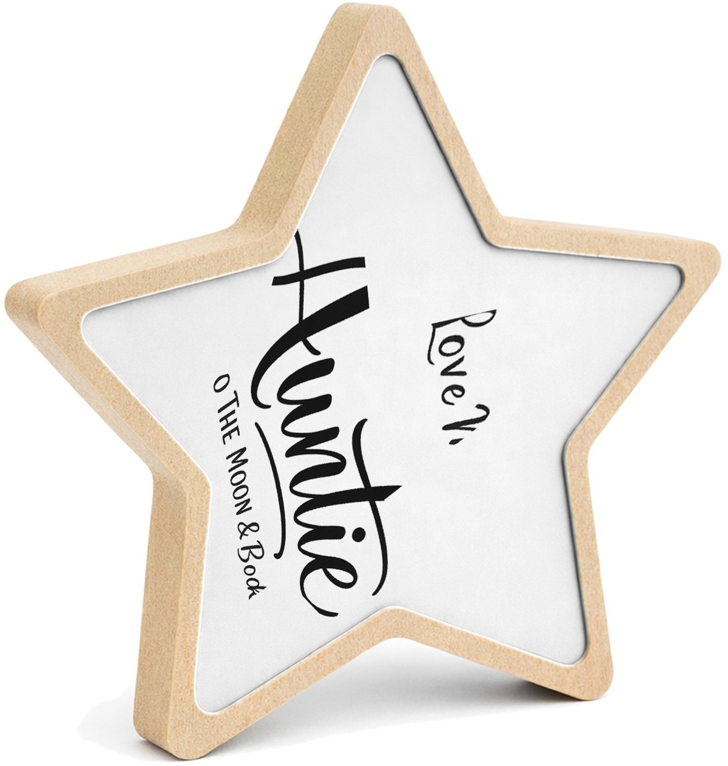 Mr Cadeautjes MDF fotolijst ster 14 x 13,5 - design Een compacte typografische cadeauboodschap met een speelse h | cadeau Wit