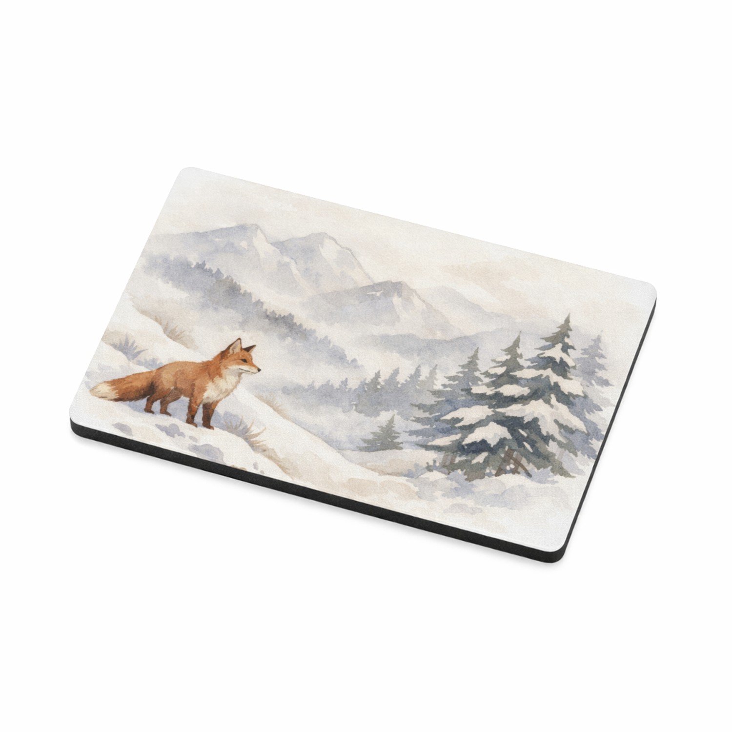 Mr Cadeautjes MDF magnetische fotolijst 7,5 x 5 - design Een bergwinter-scène met een vos die op een besneeuwde helli | cadeau Wit