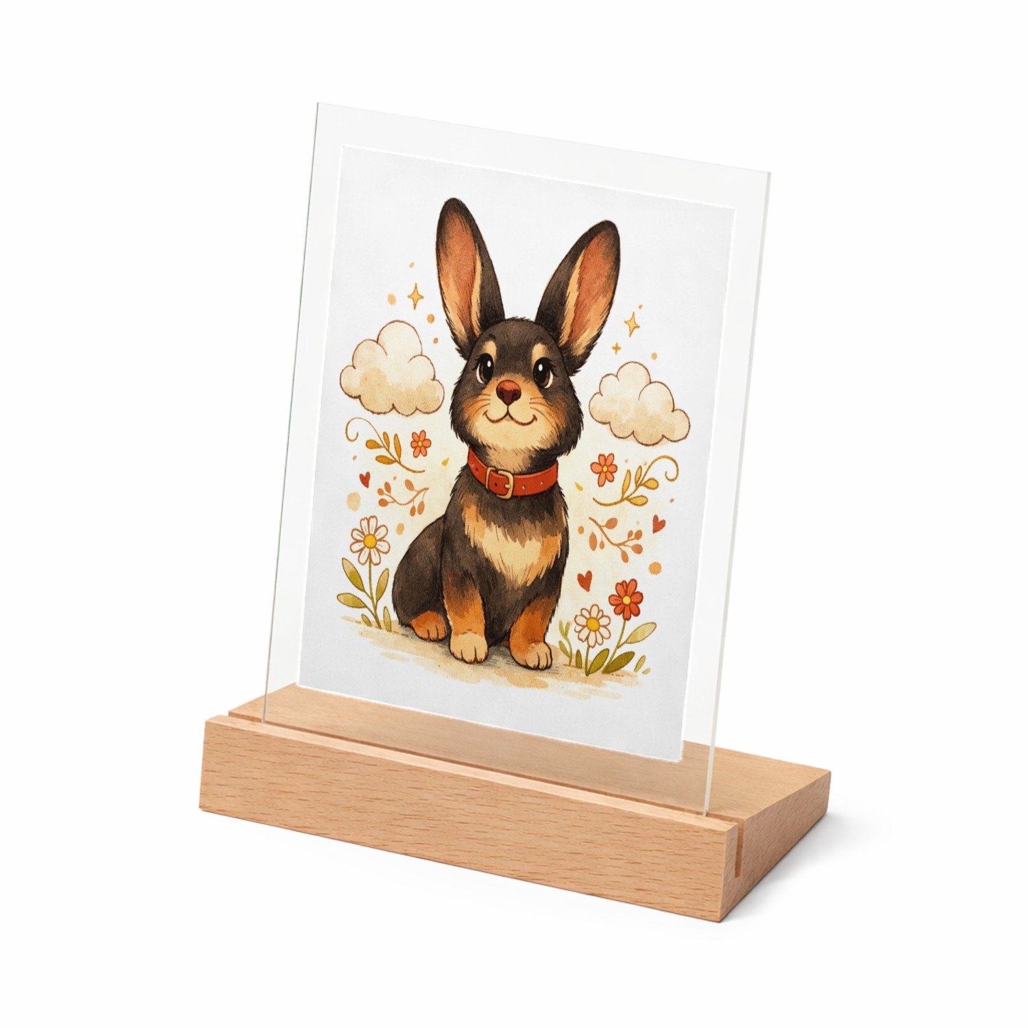 Mr Cadeautjes Glasframe met vaste tekst - design Een speels dierportret met een rustige omlijsting en een zac | cadeau Wit