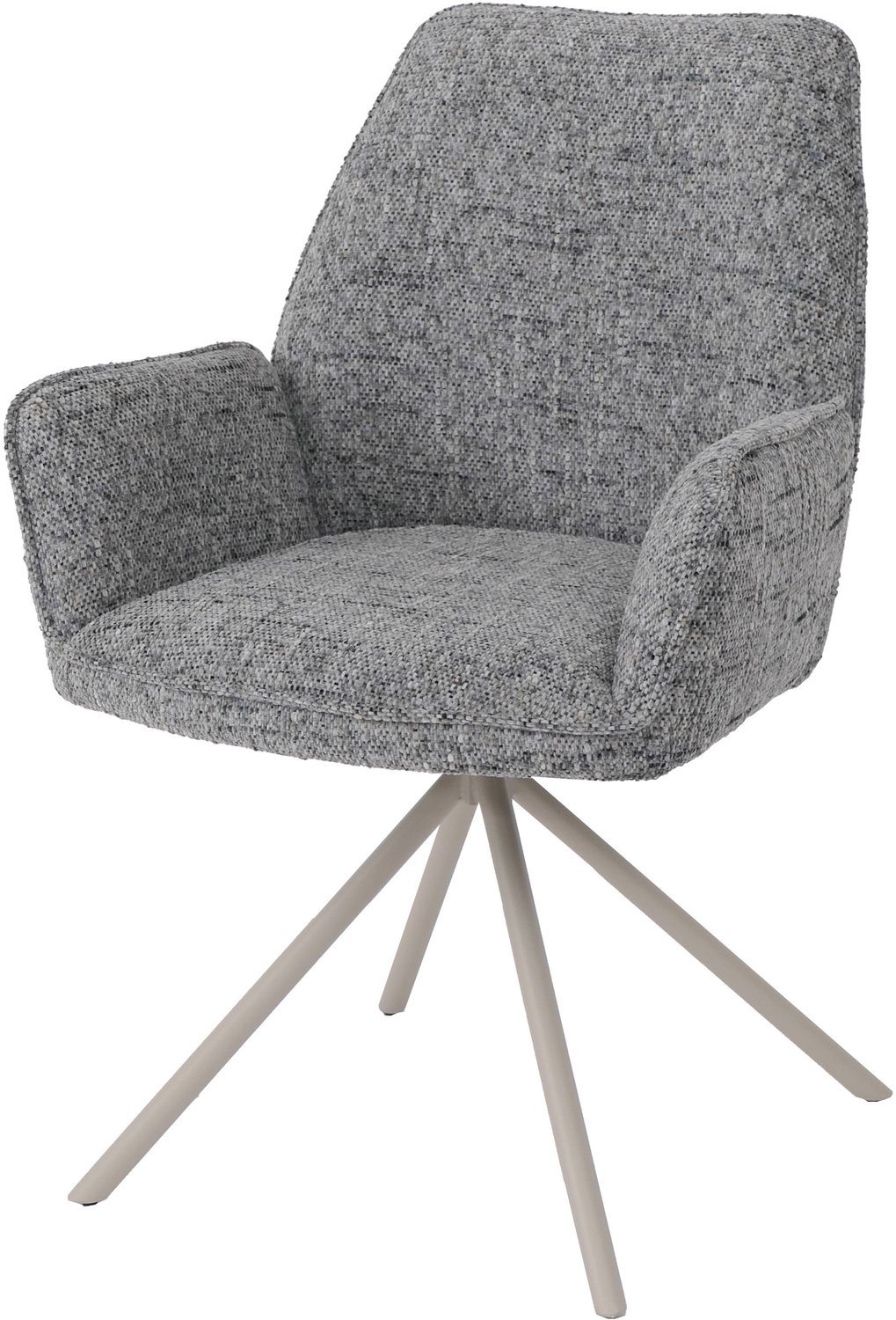 MCW Eetkamerstoel MCW-G67, keukenstoel, draaibaar, automatische positie, metaal, chenille (410 g/m²) ~ onderstel crème, lichtgrijs