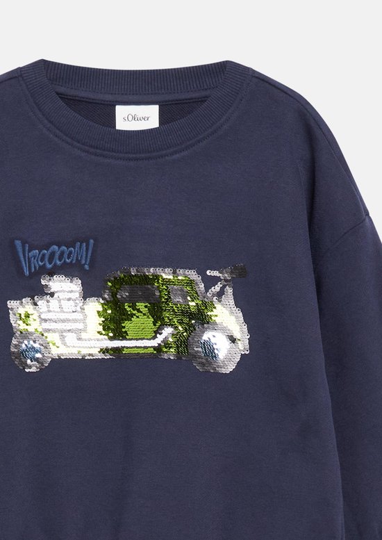 s.Oliver - male - Oversized sweatshirt met omkeerbare pailletten en borduursel